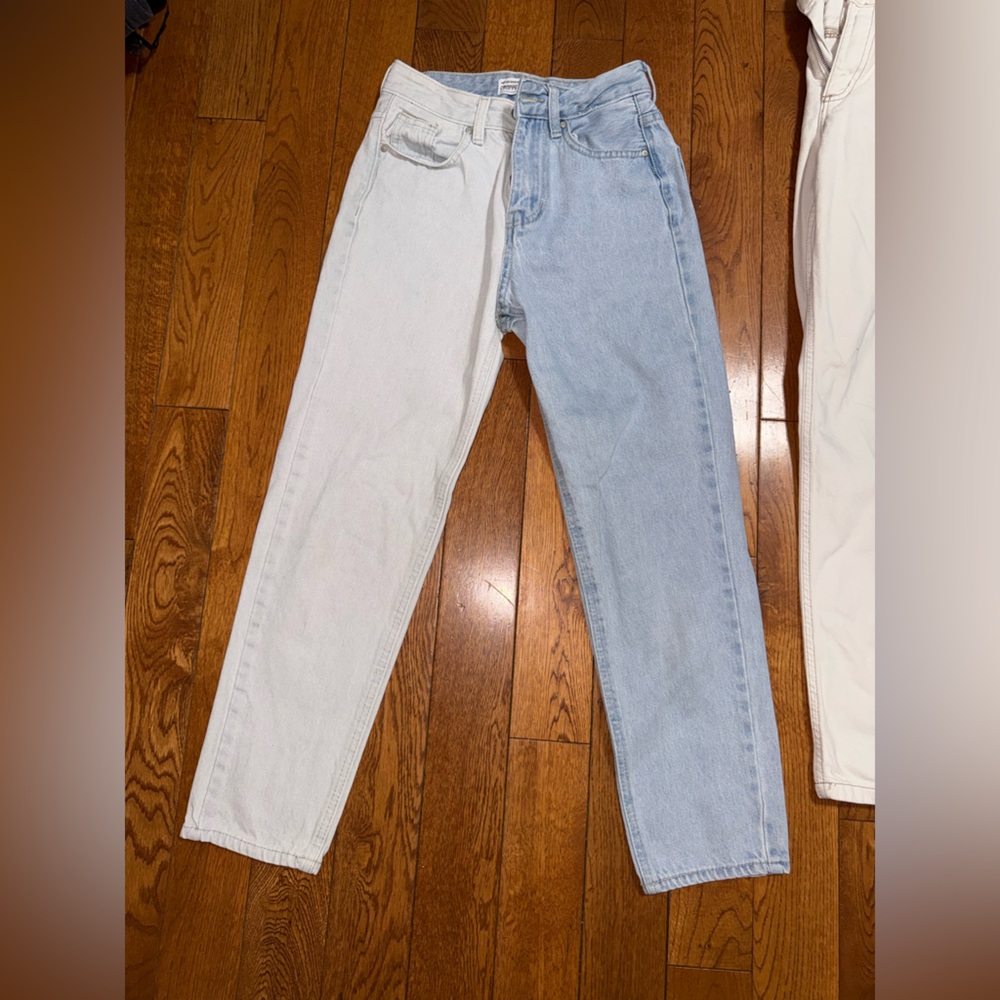 Refuge Two-Tone Blue and White Straight Leg Jeans